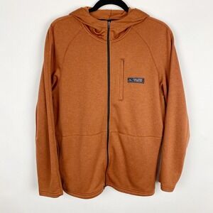Coalatree Baseline Grid Fleece Full Zip Hoodie Mens Small Rust Brick